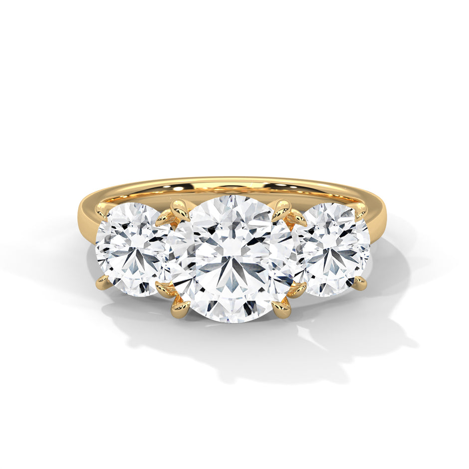 Three Stone 3.6 Carat Round Lab Diamond Engagement Ring