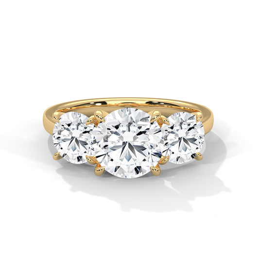 Three Stone 3.6 Carat Round Lab Diamond Engagement Ring For Women