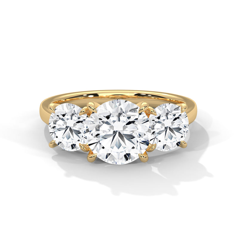 Three Stone 3.6 Carat Round Lab Diamond Engagement Ring For Women