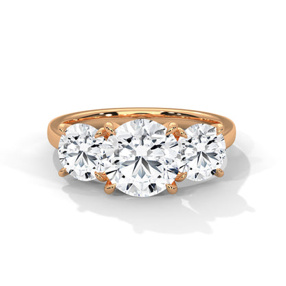 Three Stone 3.6 Carat Round Lab Diamond Engagement Ring For Women