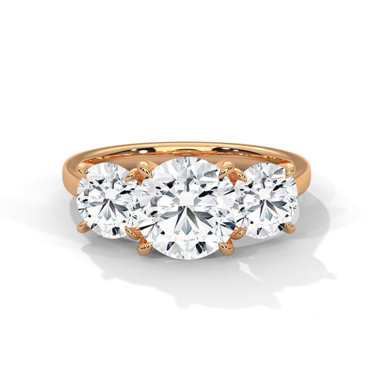 Three Stone 3.6 Carat Round Lab Diamond Engagement Ring For Women