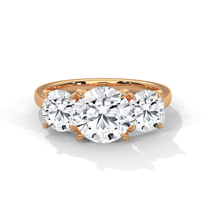 Three Stone 3.6 Carat Round Lab Diamond Engagement Ring For Women