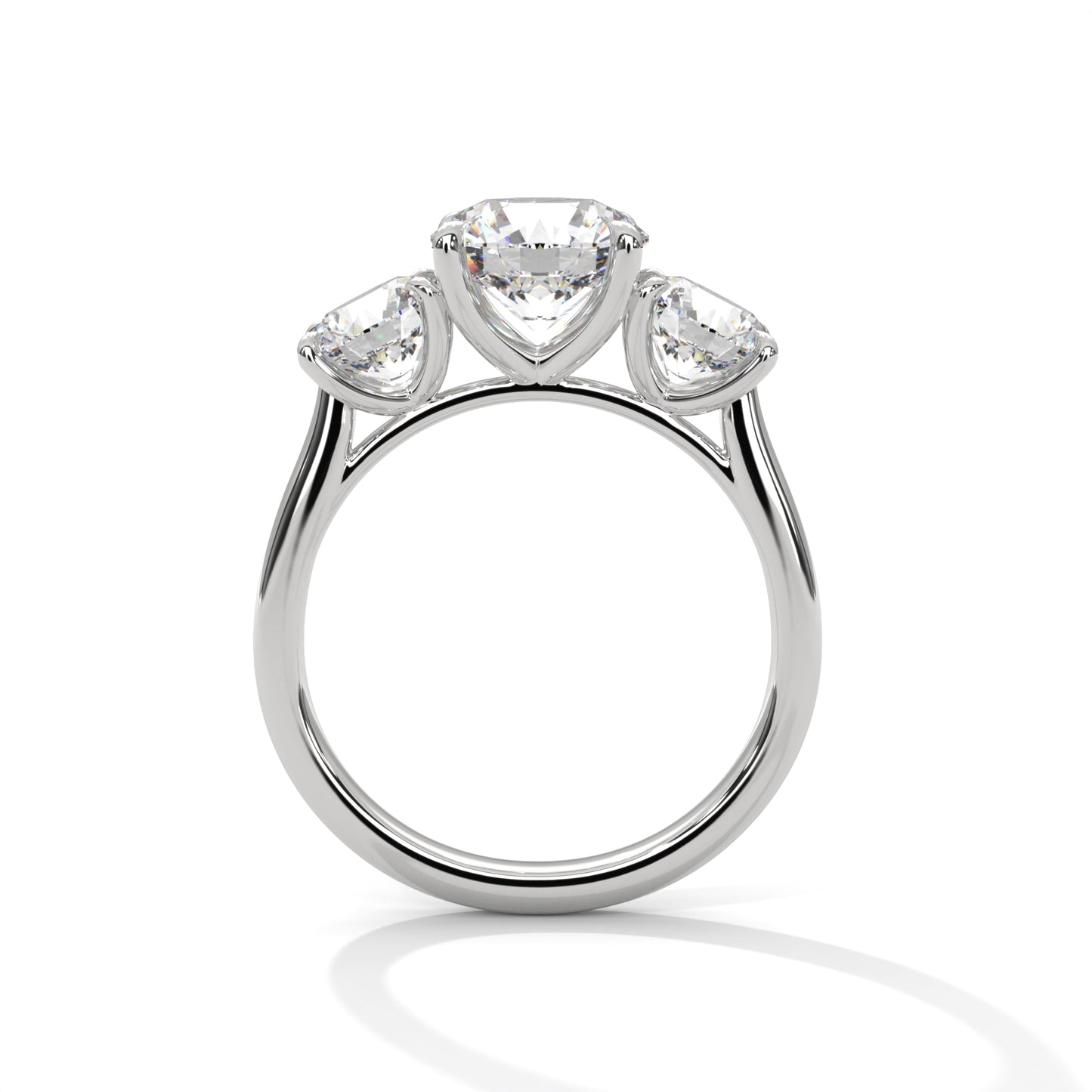 Three Stone 3.6 Carat Round Lab Diamond Engagement Ring For Women