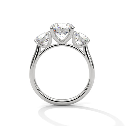 Three Stone 3.6 Carat Round Lab Diamond Engagement Ring For Women