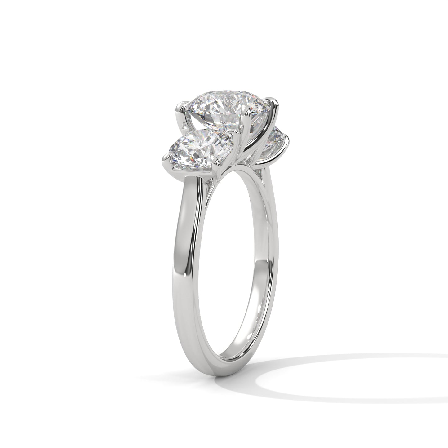 Three Stone 3.6 Carat Round Lab Diamond Engagement Ring For Women