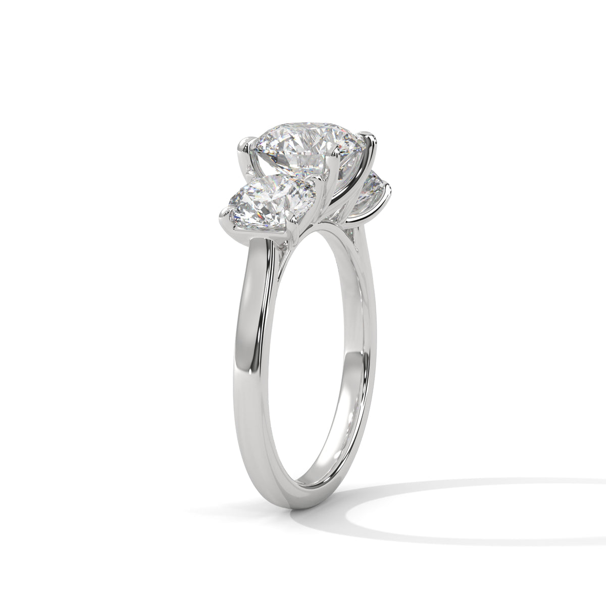 Three Stone 3.6 Carat Round Lab Diamond Engagement Ring For Women