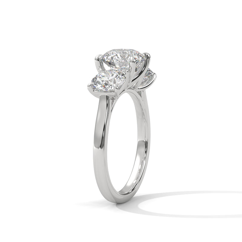 Three Stone 3.6 Carat Round Lab Diamond Engagement Ring For Women