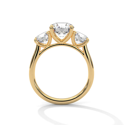Three Stone 3.6 Carat Round Lab Diamond Engagement Ring For Women
