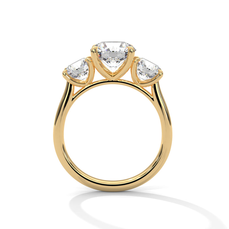 Three Stone 3.6 Carat Round Lab Diamond Engagement Ring For Women