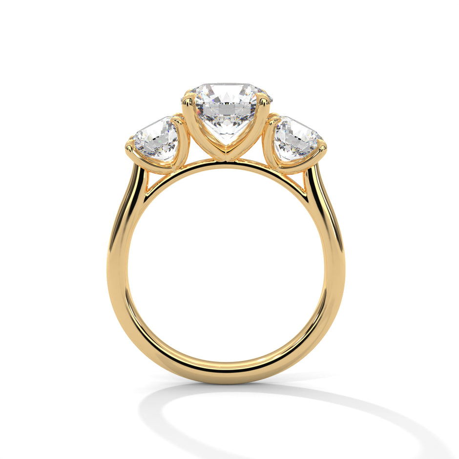 Three Stone 3.6 Carat Round Lab Diamond Engagement Ring – view 2