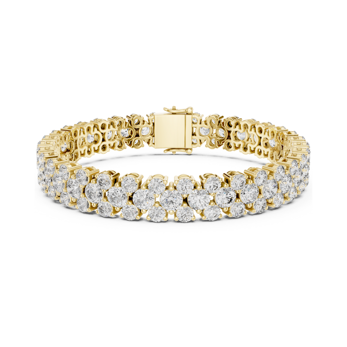 Diva's Desire Elite Lab Diamond Three Layer Round Cut Brilliance Bracelet