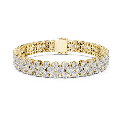 Diva's Desire Elite Lab Diamond Three Layer Round Cut Brilliance Bracelet