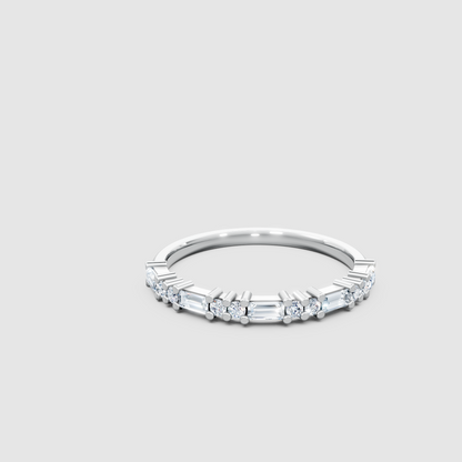 Baguette And Round Diamond Band – Lab Grown Diamond Finger Ring