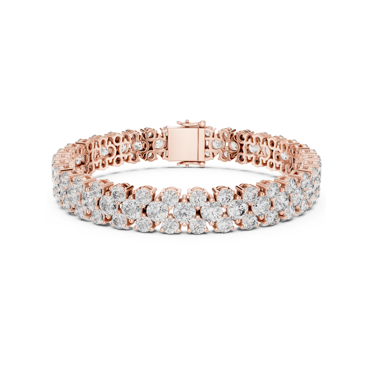 Diva's Desire Elite Lab Diamond Three Layer Round Cut Brilliance Bracelet