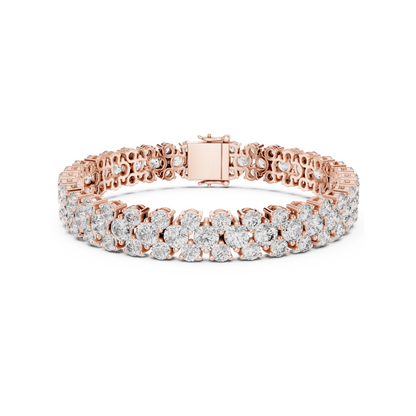 Diva's Desire Elite Lab Diamond Three Layer Round Cut Brilliance Bracelet