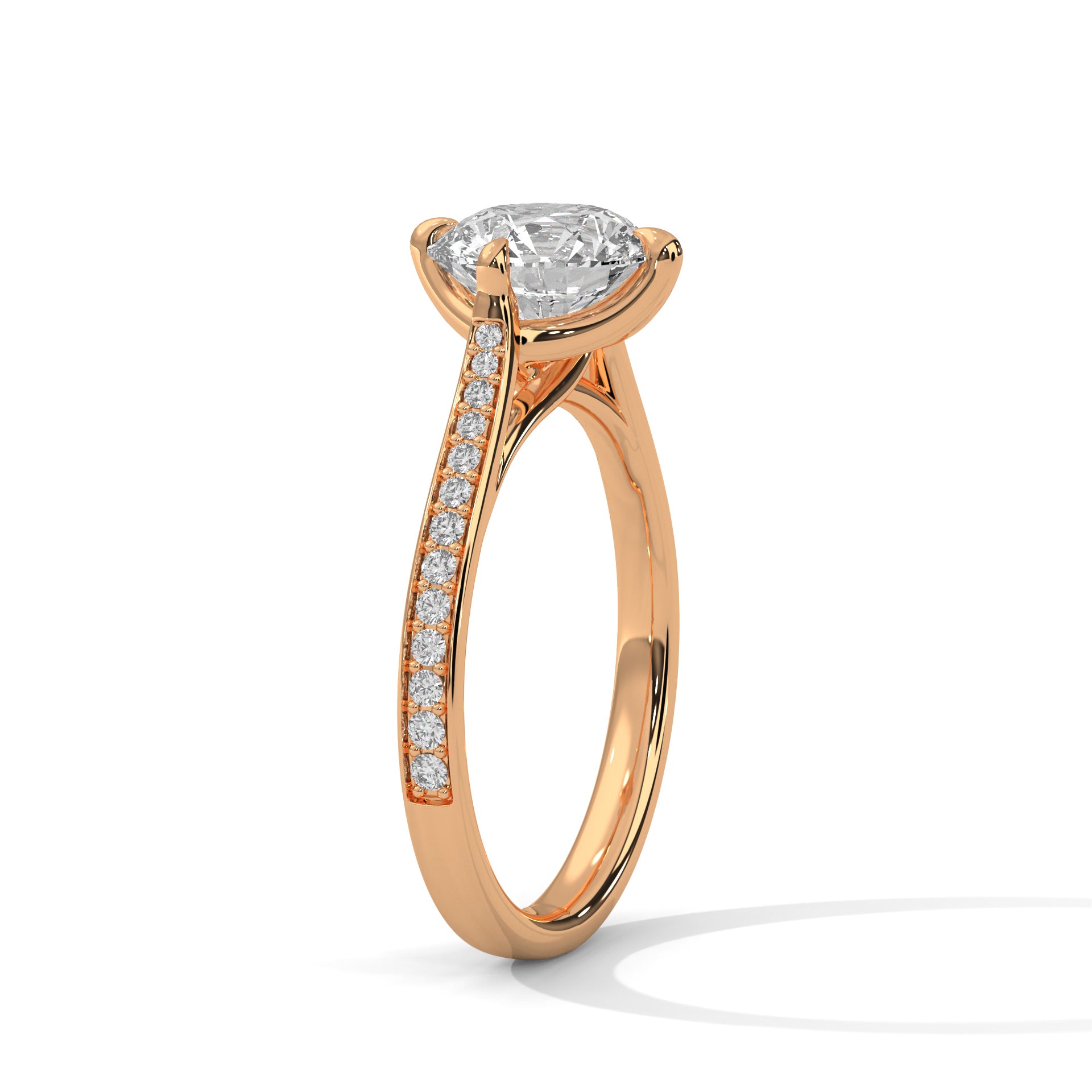 Solitaire 2 Carat Round Lab Diamond with Side Accents Engagement Ring