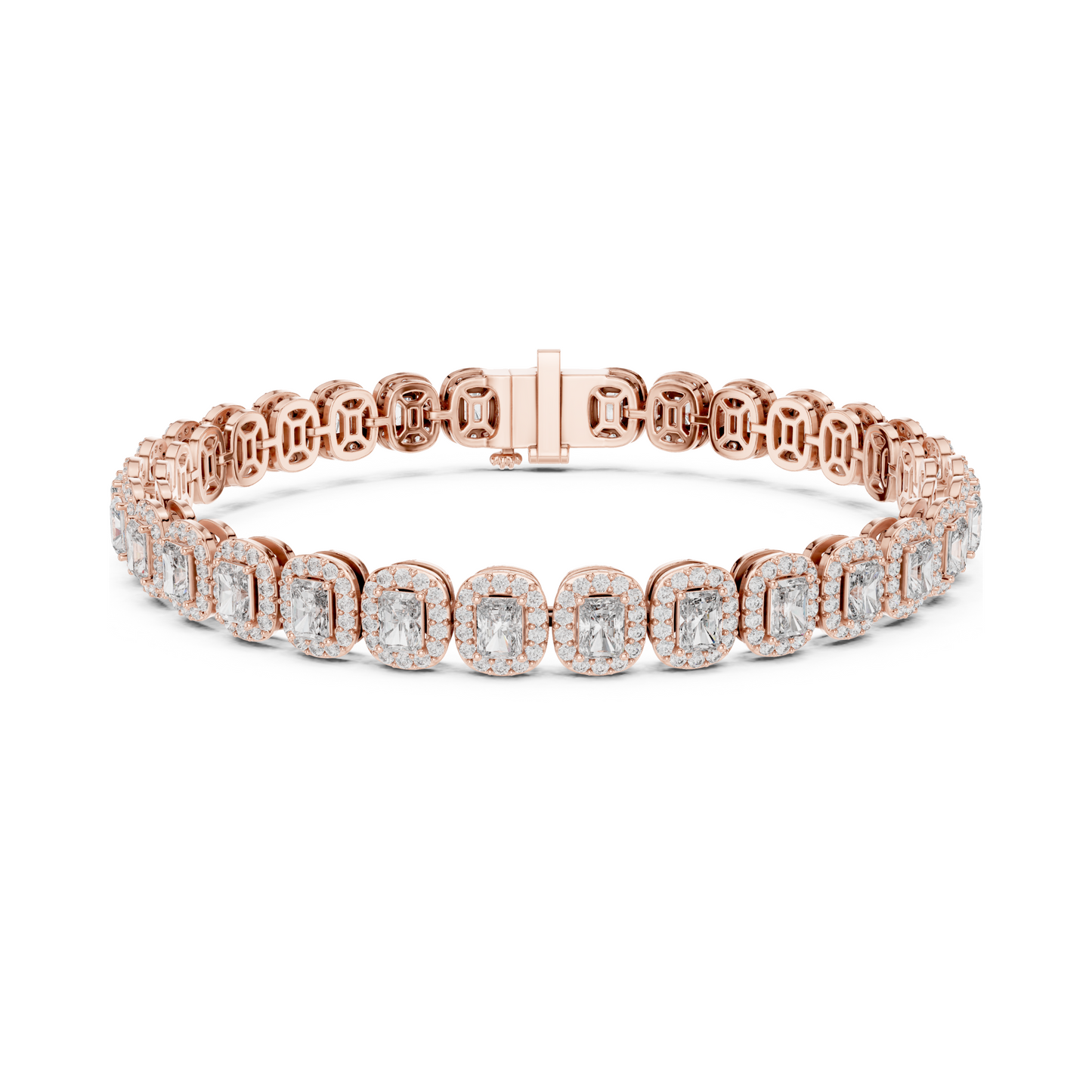 Graceful Glow Radiant Lab Diamond Halo Tennis Bracelet for Ladies of Positivity & Power