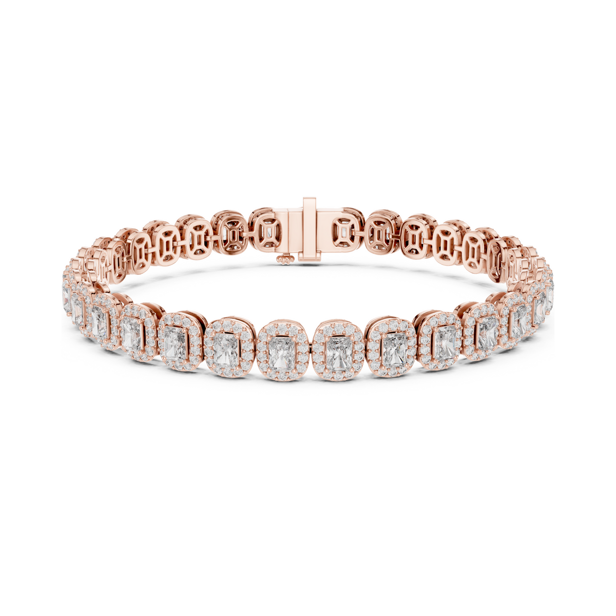 Graceful Glow Radiant Lab Diamond Halo Tennis Bracelet for Ladies of Positivity & Power