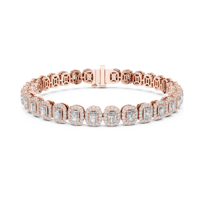 Graceful Glow Radiant Lab Diamond Halo Tennis Bracelet for Ladies of Positivity & Power