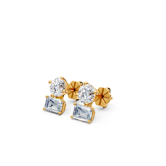 Shining Diva Duo Lab Diamond Studs Earrings
