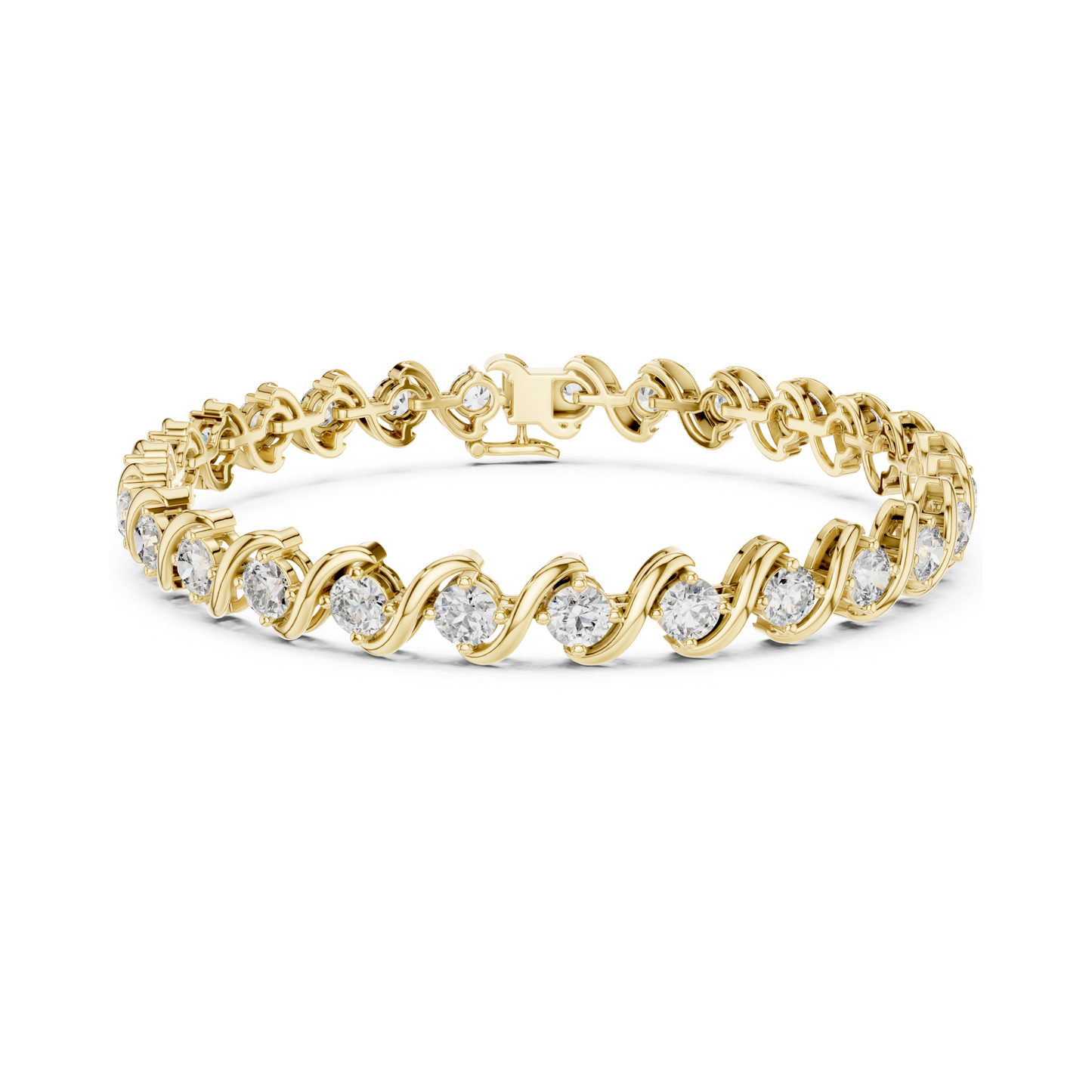 Divine Handcrafted Wave Design Round Lab Diamond Tennis Bracelet for Women