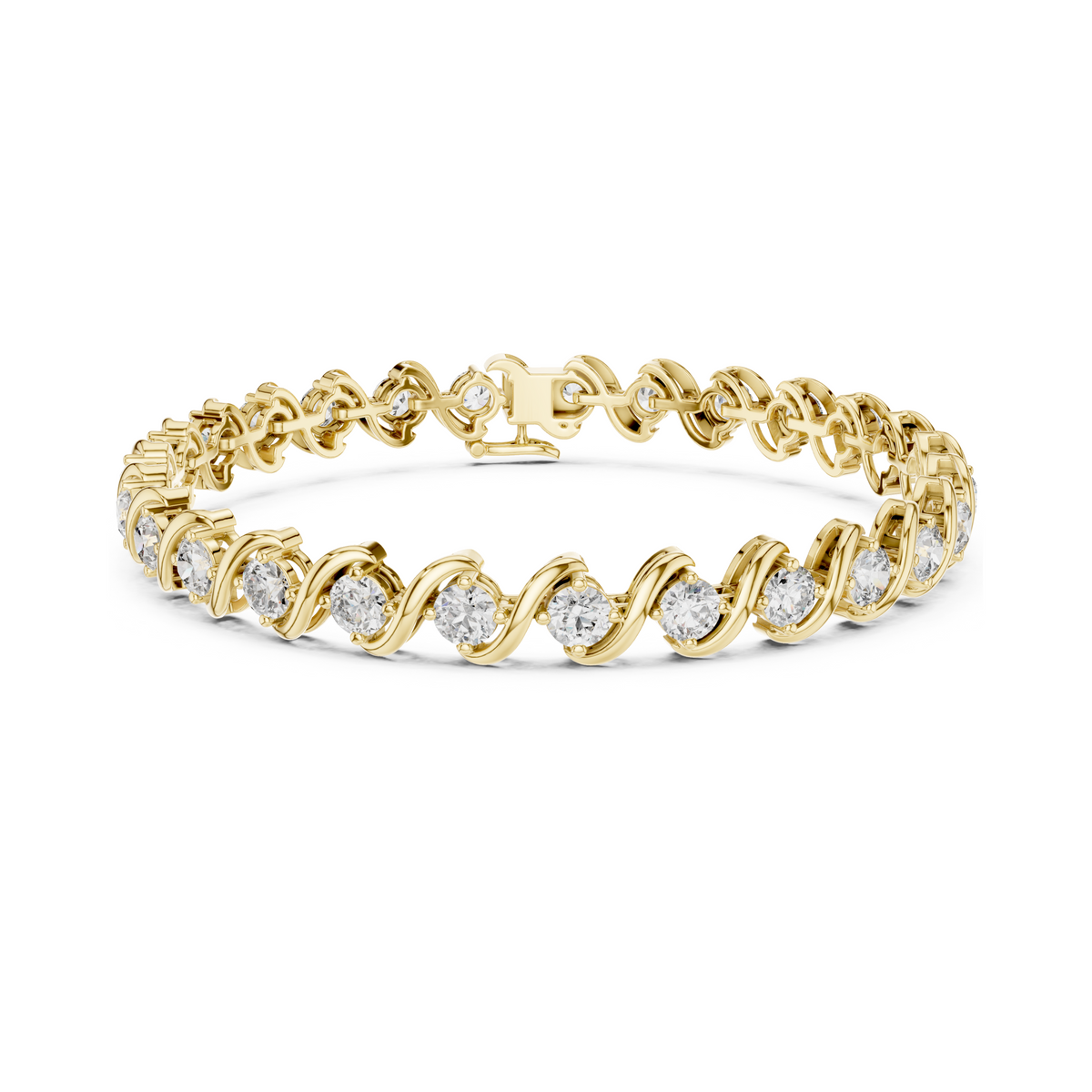 Divine Handcrafted Wave Design Round Lab Diamond Tennis Bracelet for Women