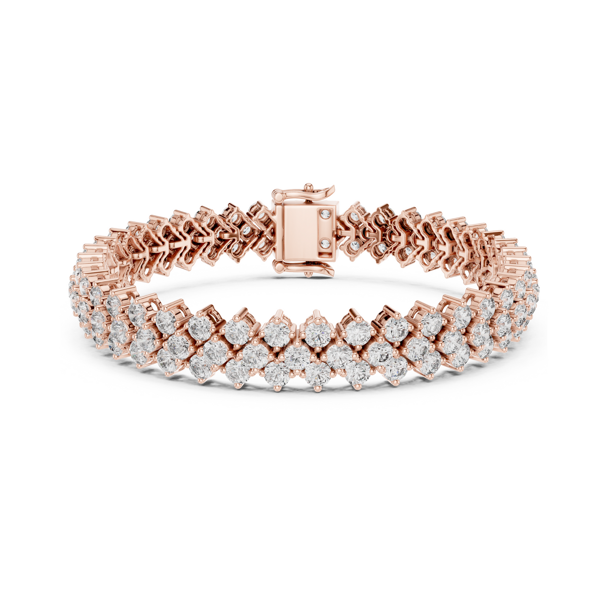 Iconic Prismatic Double Row Lab Diamond Festive Wear Tennis Bracelet for Women