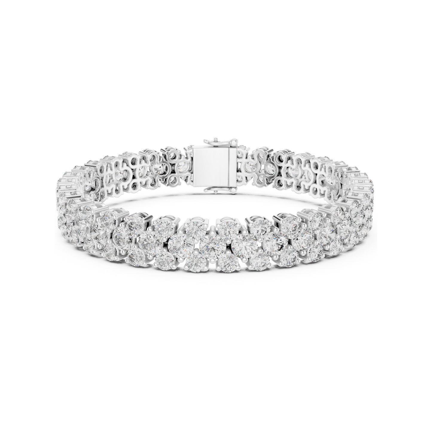 Diva's Desire Elite Lab Diamond Three Layer Round Cut Brilliance Bracelet