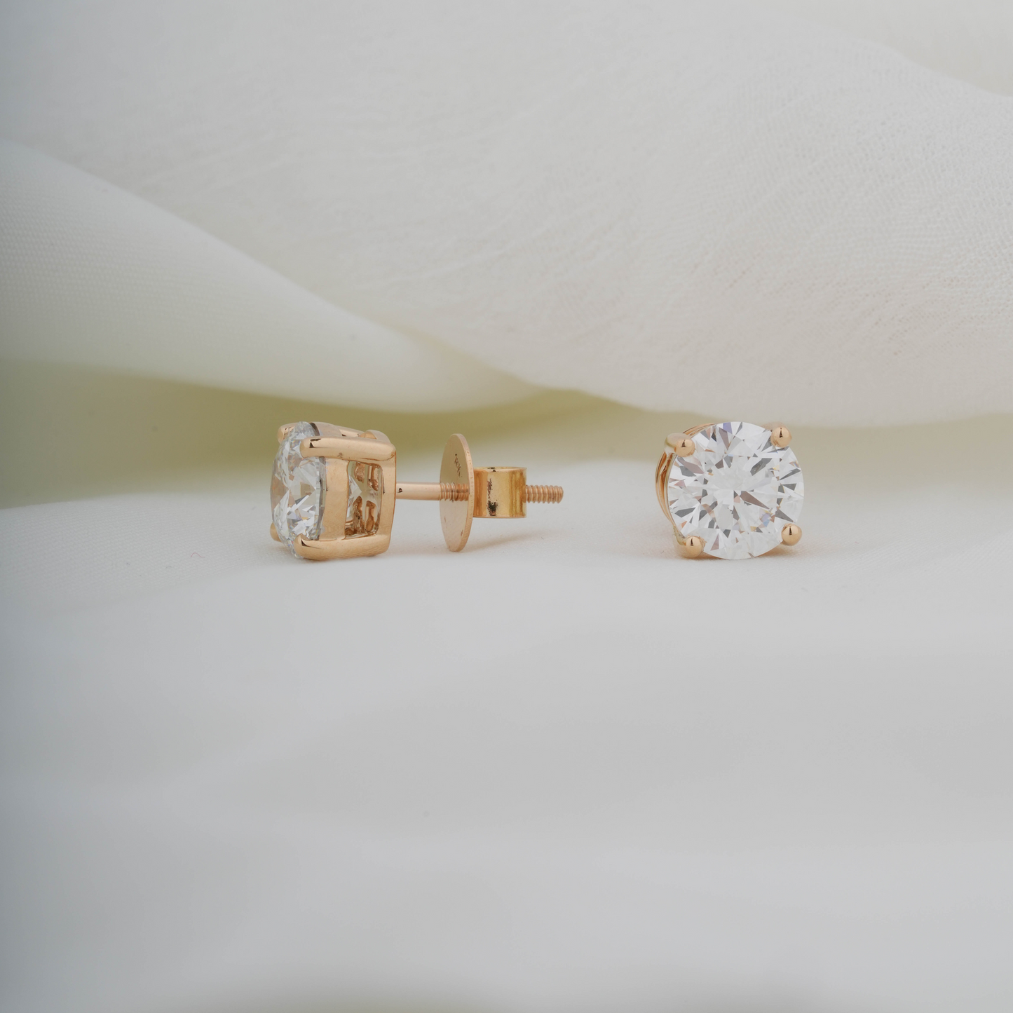 Classic Gold Studs in 2 Carat Lab Diamond