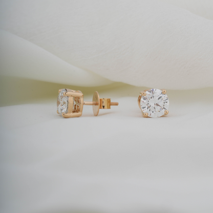 Classic Gold Studs in 2 Carat Lab Diamond