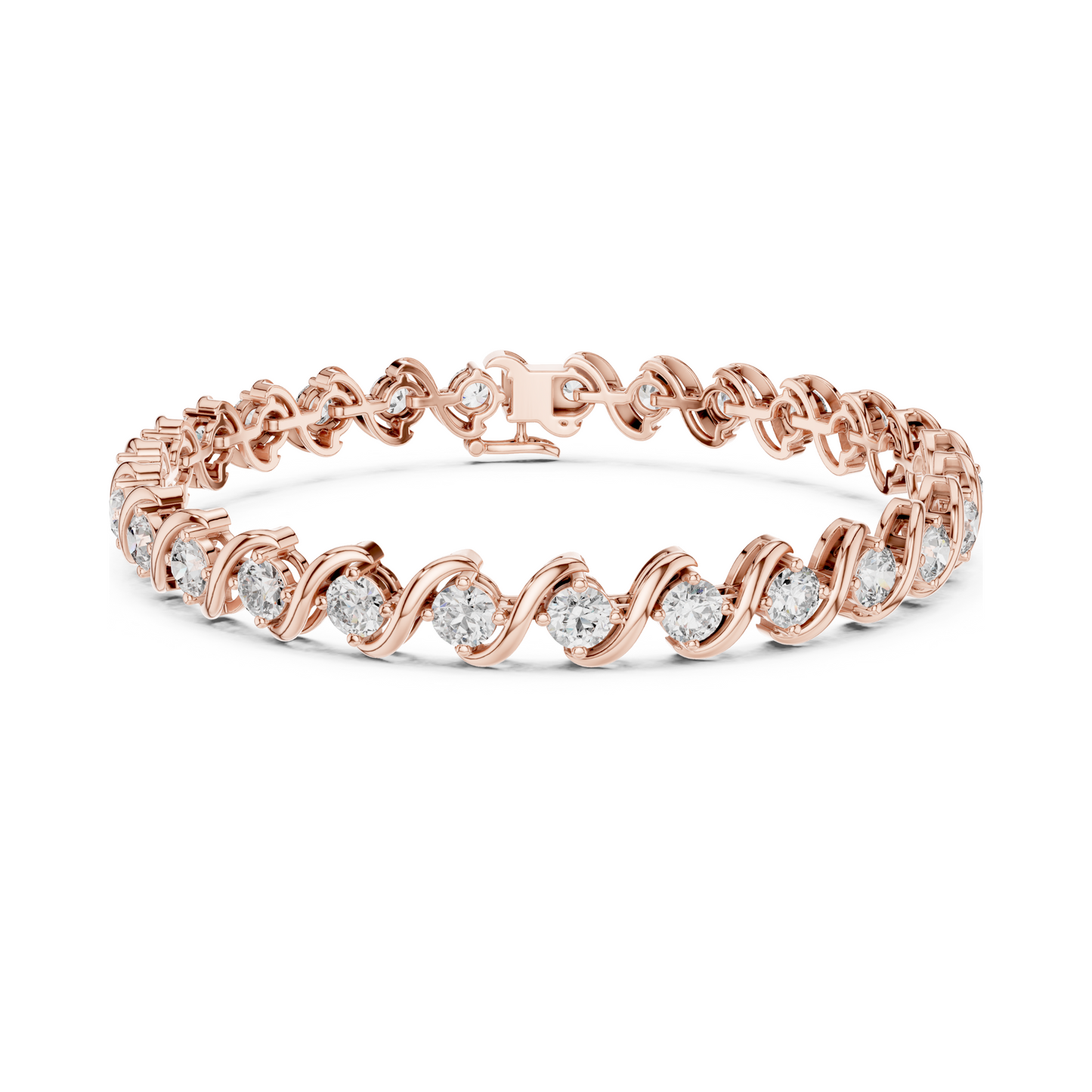 Divine Handcrafted Wave Design Round Lab Diamond Tennis Bracelet for Women
