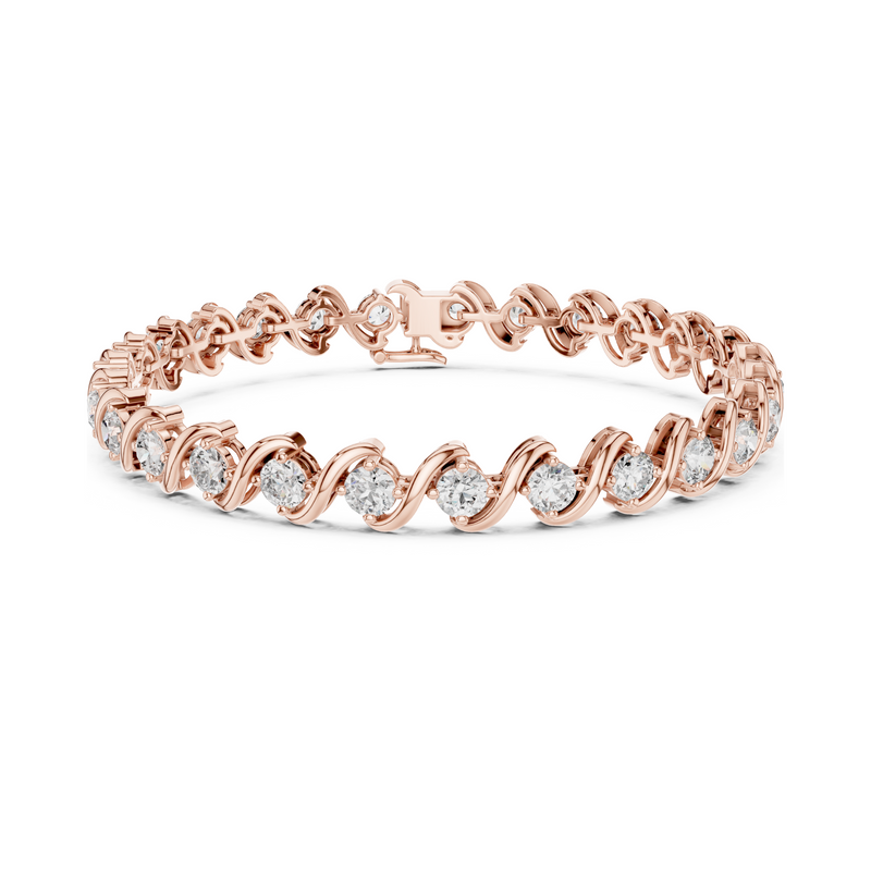 Divine Handcrafted Wave Design Round Lab Diamond Tennis Bracelet for Women
