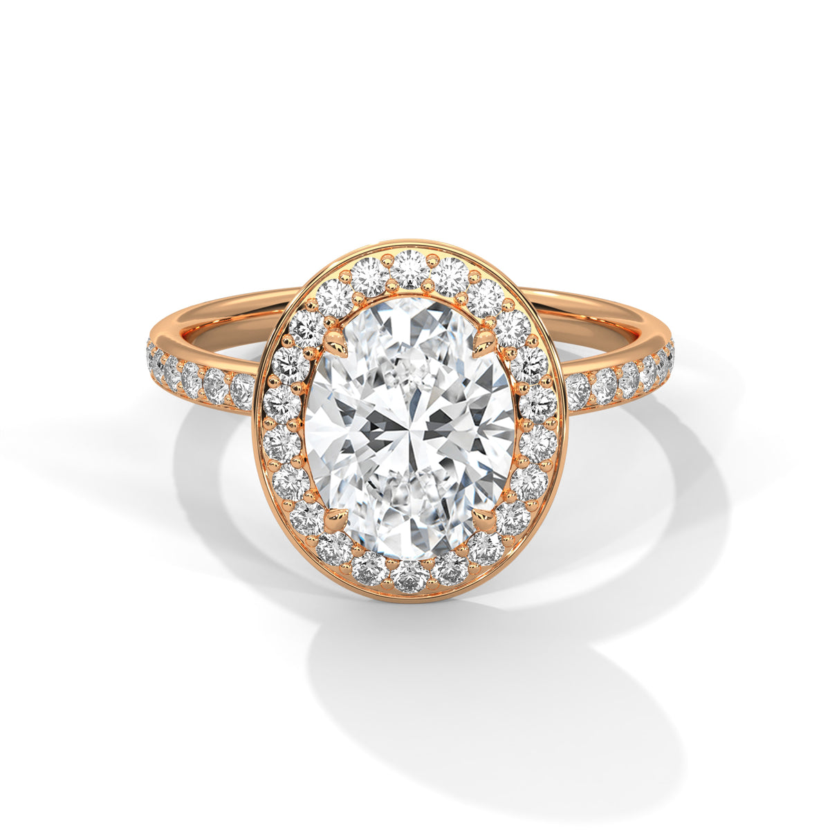 Oval Cut Classic Halo Engagement Ring For Women in 2 Carat Lab Diamond