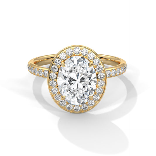 Oval Cut Classic Halo Engagement Ring For Women in 2 Carat Lab Diamond