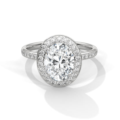 Oval Cut Classic Halo Engagement Ring For Women in 2 Carat Lab Diamond