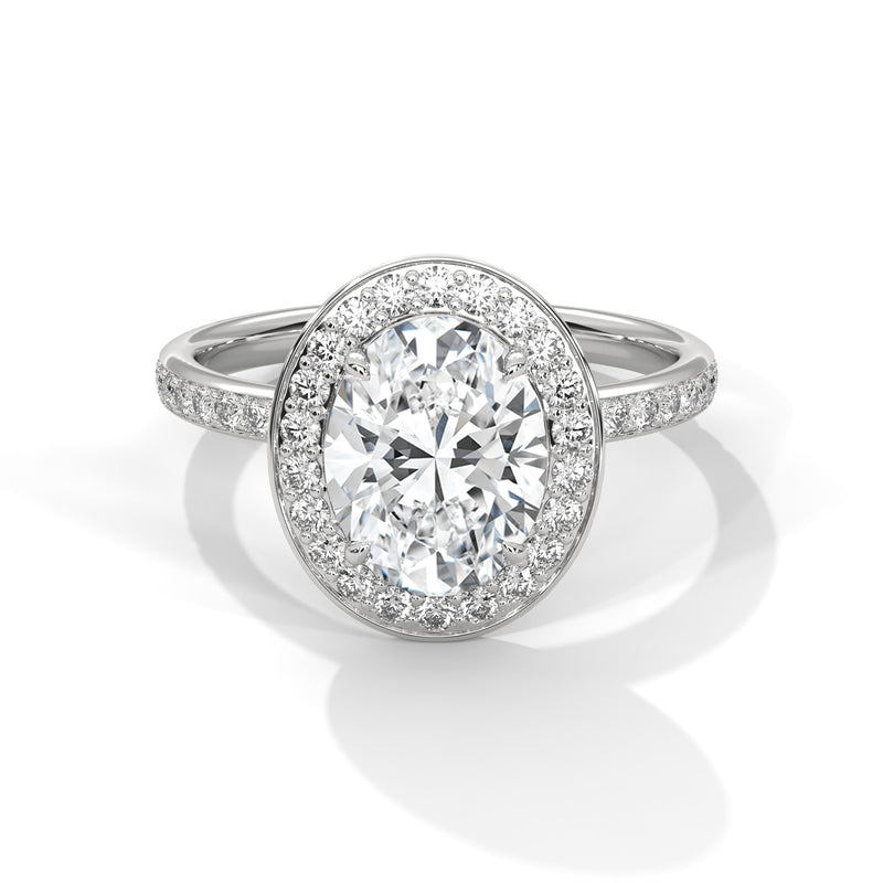 Oval Cut Classic Halo Engagement Ring For Women in 2 Carat Lab Diamond