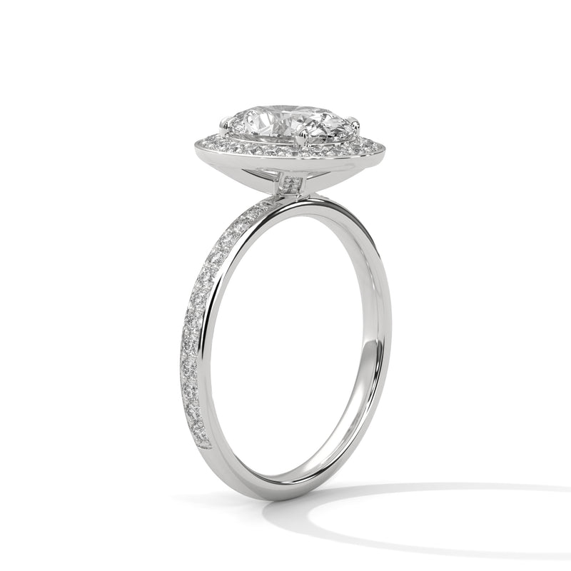 Oval Cut Classic Halo Engagement Ring For Women in 2 Carat Lab Diamond