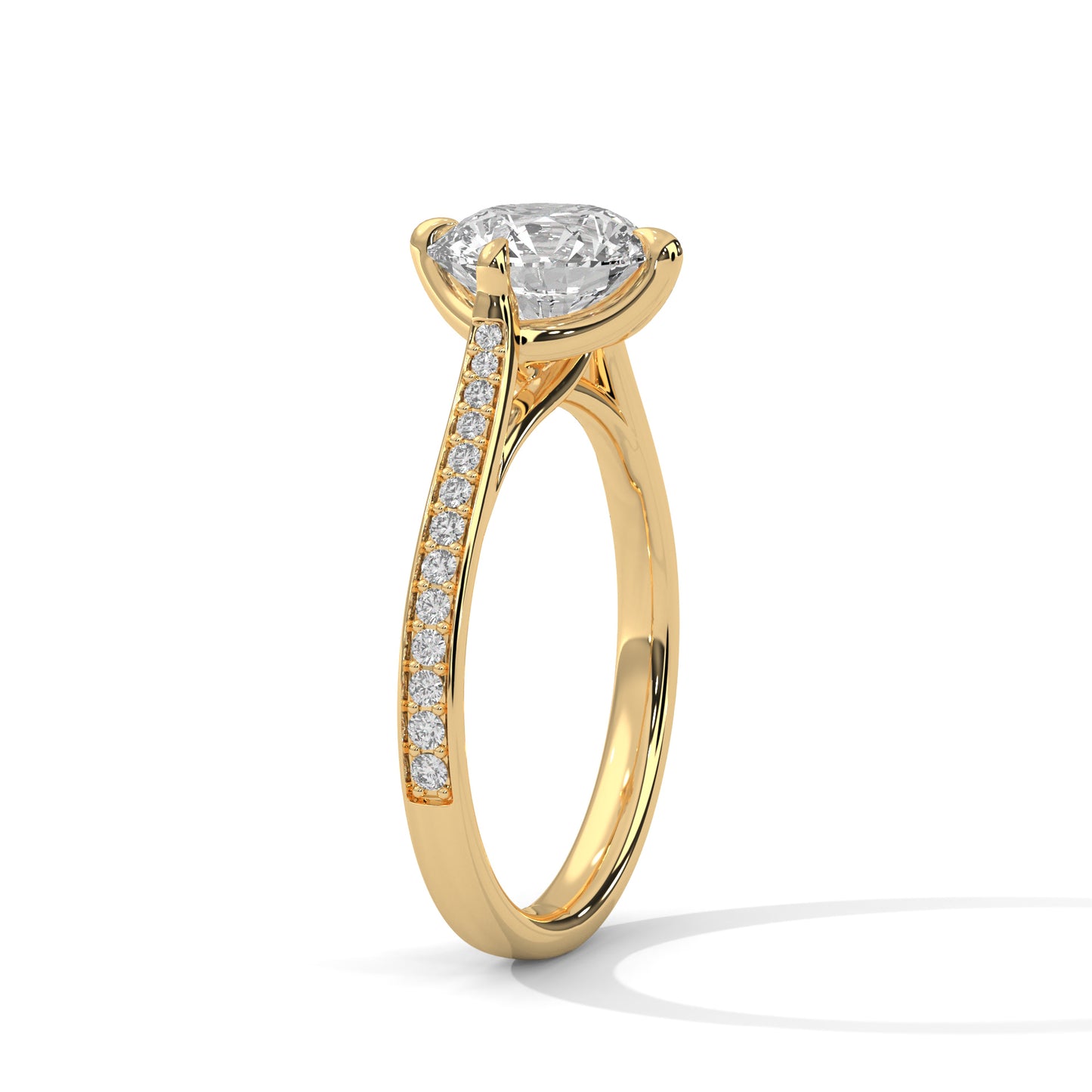 Solitaire 2 Carat Round Lab Diamond with Side Accents Engagement Ring