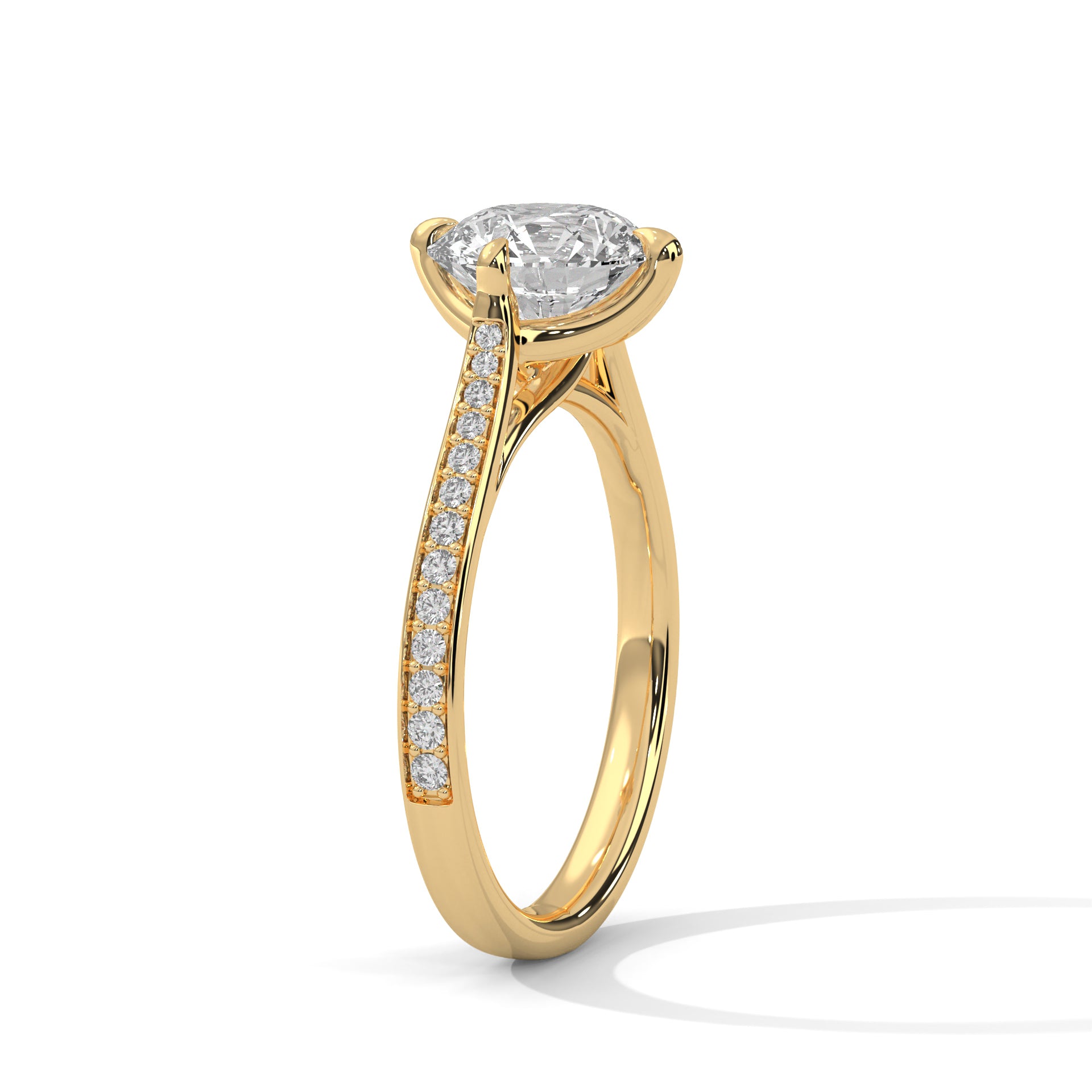 Solitaire 2 Carat Round Lab Diamond with Side Accents Engagement Ring