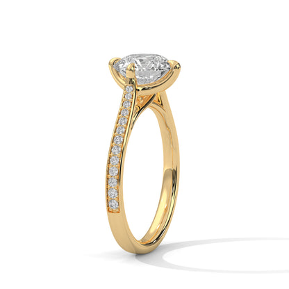 Solitaire 2 Carat Round Lab Diamond with Side Accents Engagement Ring