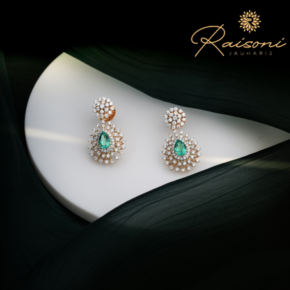 Elegant Captivating Lab Diamond Green Earring For Women