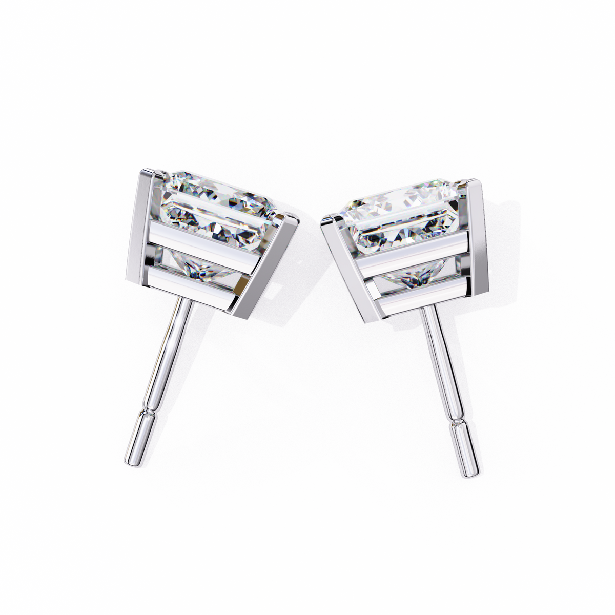 1.2 Carat Emerald Shape Lab Diamonds Stud Earrings For Women