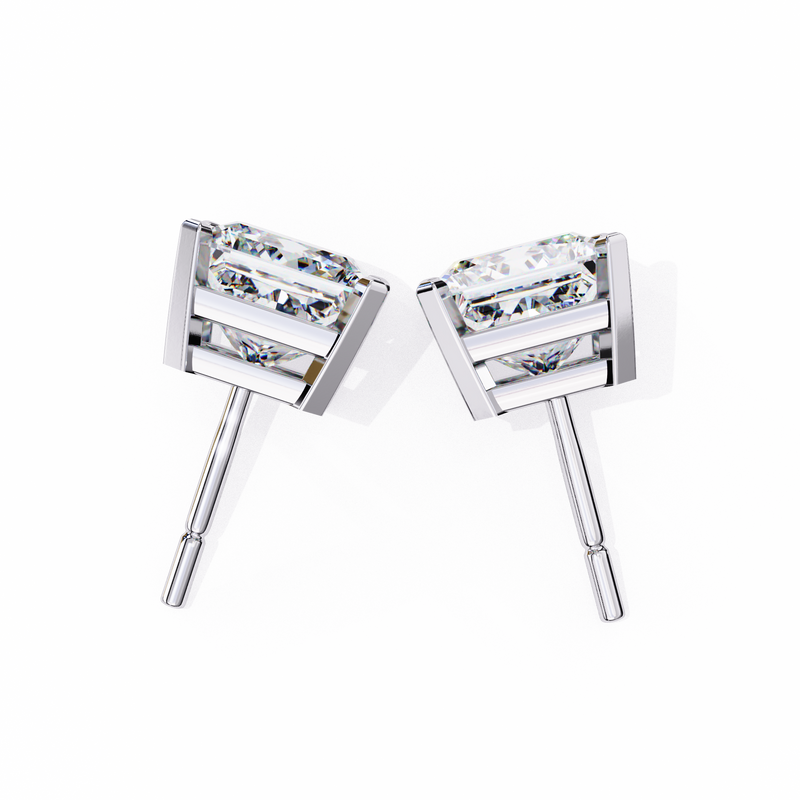 1.2 Carat Emerald Shape Lab Diamonds Stud Earrings For Women