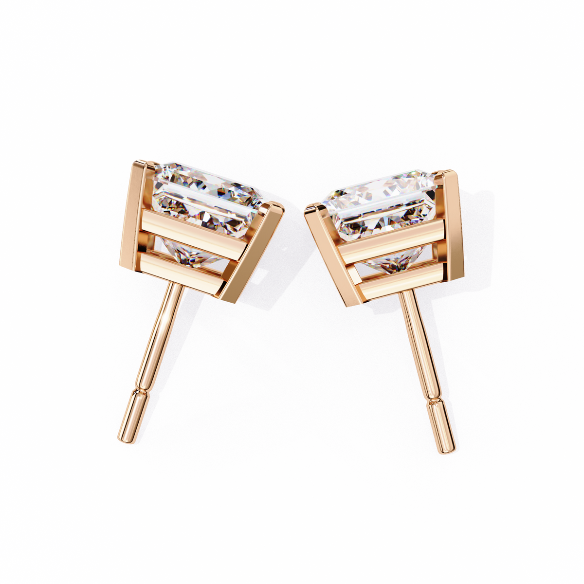 1.2 Carat Emerald Shape Lab Diamonds Stud Earrings For Women