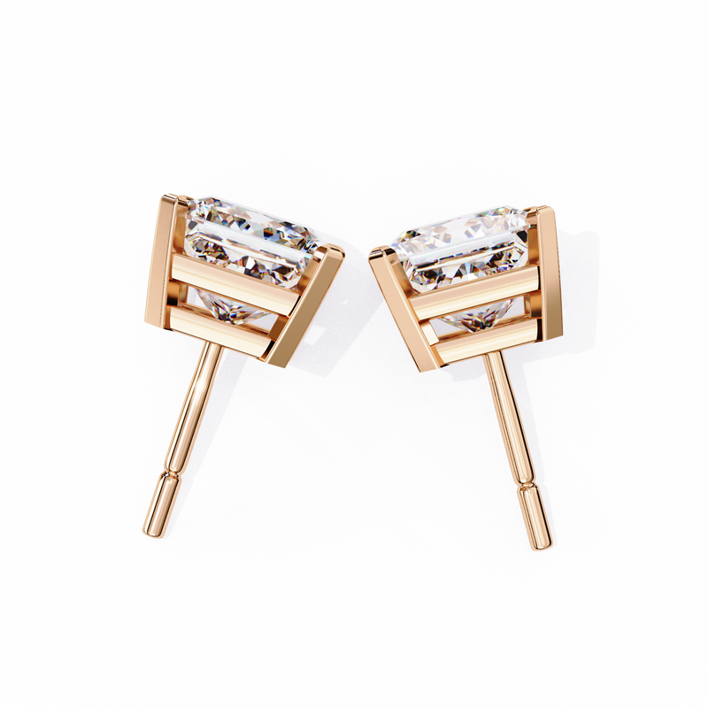 1.2 Carat Emerald Shape Lab Diamonds Stud Earrings For Women