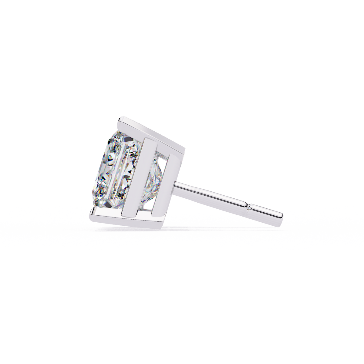 1.2 Carat Emerald Shape Lab Diamonds Stud Earrings For Women