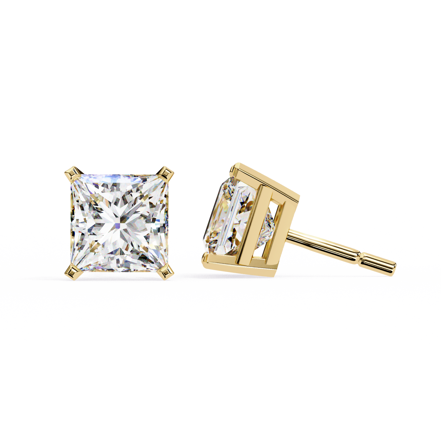 1.5 Carat Princess Cut Lab Diamonds Stud Earrings For Women