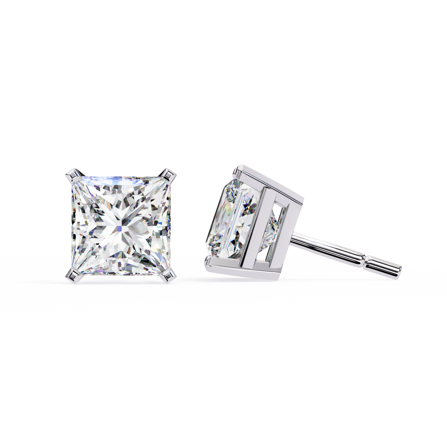 1.5 Carat Princess Cut Lab Diamonds Stud Earrings For Women