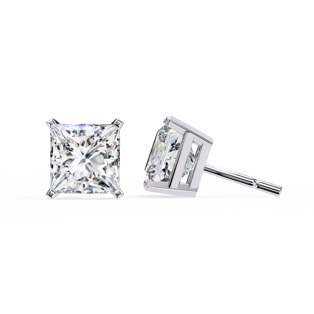 1.5 Carat Princess Cut Lab Diamonds Stud Earrings For Women