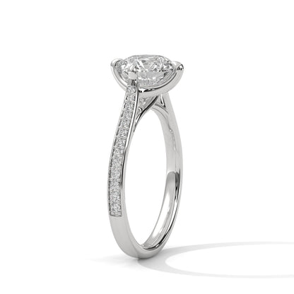Solitaire 2 Carat Round Lab Diamond with Side Accents Engagement Ring